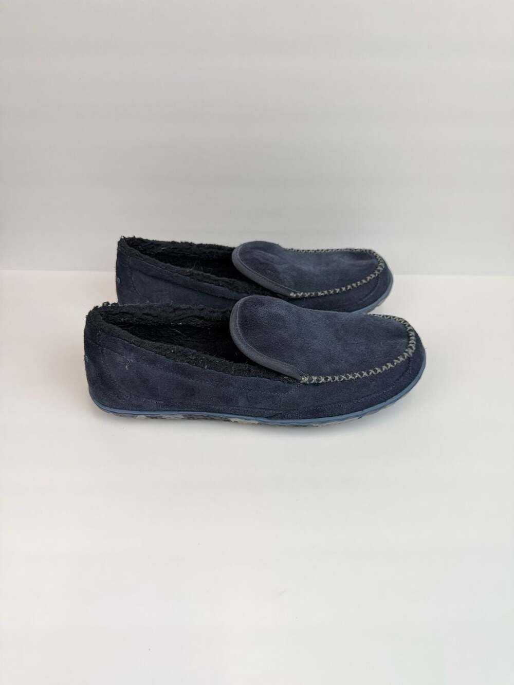 L.L.Bean Men's Mountain Suede Moccasin Slippers in Carbon Navy Sz 11 M